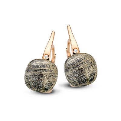 Ohrschmuck Rosegold Rutilquarz mit Onyx