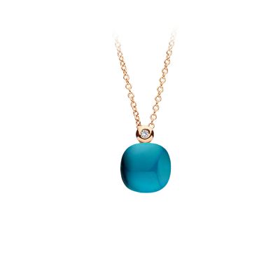 Pendant Rosegold London Blue Topas mit Perlmutt