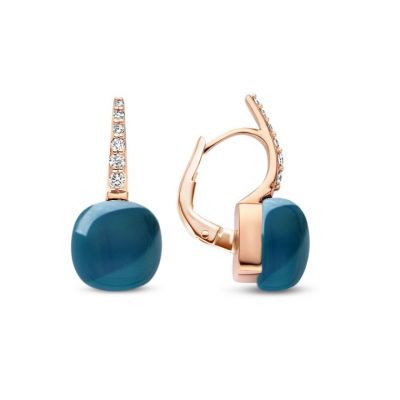 Ohrschmuck Rosegold London Blue Topas mit Perlmutt