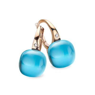 Ohrschmuck Rosegold Blauer Topas mit Perlmutt, Türkis