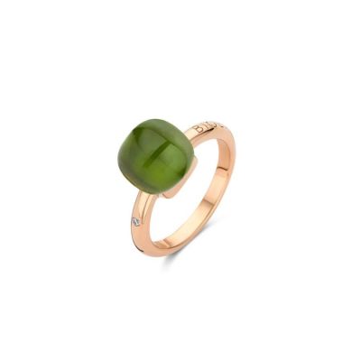 Ring Rosegold Grüner Amethyst mit grünem Turmalin, Perlmutt