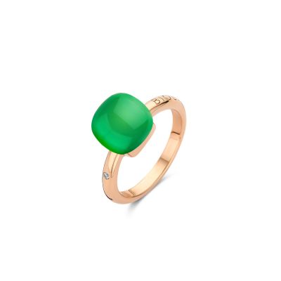 Ring Rosegold Lemon Quarz mit grünem Achat, Perlmutt