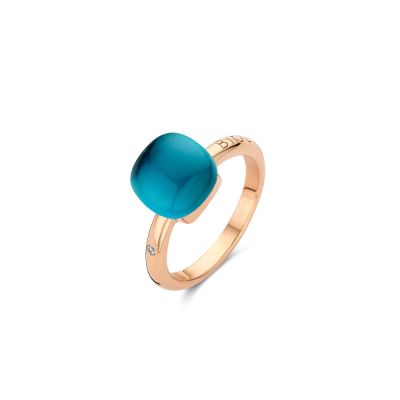 Ring Rosegold London Blue Topas mit Perlmutt