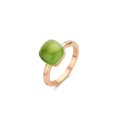 Ring Rosegold Zitronenquarz mit peridot und Perlmutt