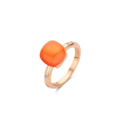 Ring Rosegold Milchiger Quarz mit Koralle