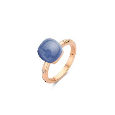 Ring Rosegold Milchiger Quarz mit Sodalith