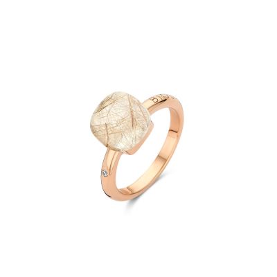Ring Rosegold Rutilquarz mit weißem Perlmutt