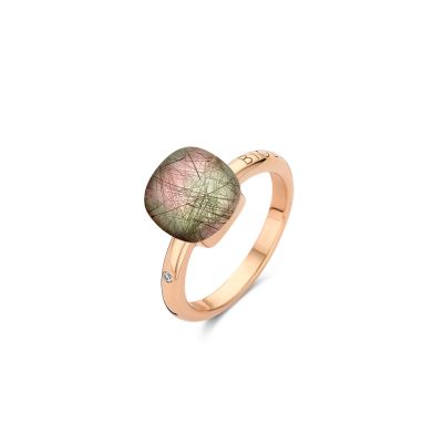 Ring Rosegold Rutilquarz mit grauem Perlmutt