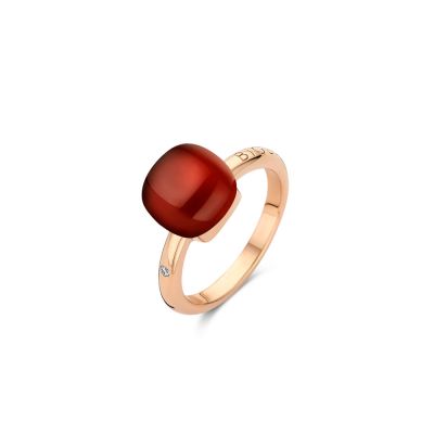 Ring Rosegold Rauchquarz mit Koralle