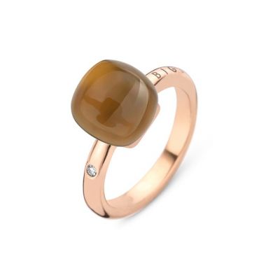 Ring Rosegold Cognac Quarz mit Perlmutt