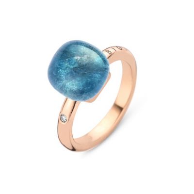 Ring Rosegold Bergkristall mit dunklem Apatit