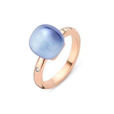 Ring Rosegold Bergkristall mit Perlmutt und Lapis