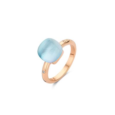 Ring Rosegold Bergkristall mit Perlmutt, Türkis