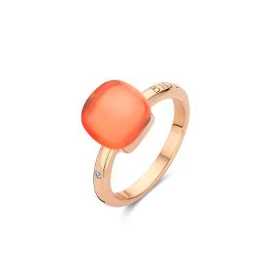 Ring Rosegold Bergkristall mit Koralle