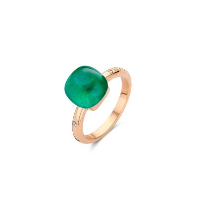 Ring Rosegold Bergkristall mit Smaragd, Perlmutt