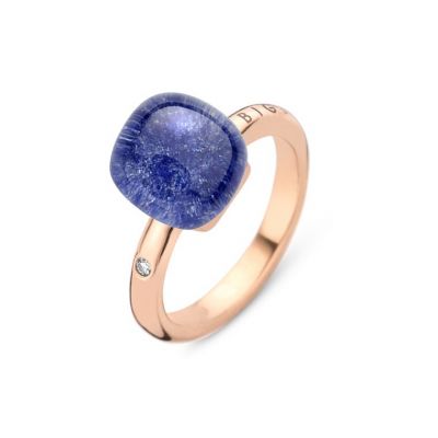 Ring Rosegold Bergkristall mit Sodalith