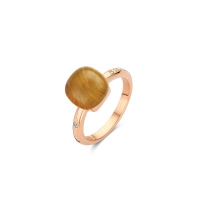 Ring Rosegold Bergkristall mit Tigerauge