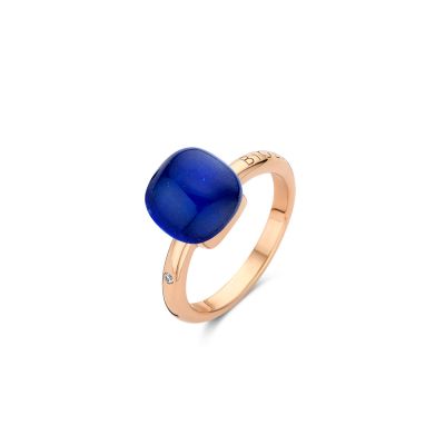 Ring Rosegold Bergkristall mit Saphir, Perlmutt