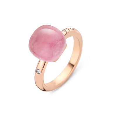 Ring Rosegold Rosa Quarz mit Rubin, Perlmutt
