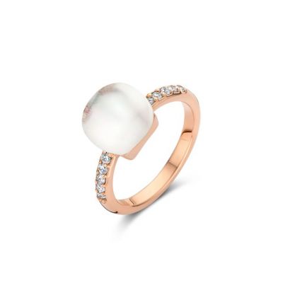 Ring Rosegold Bergkristall mit Perlmutt
