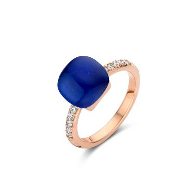 Ring Rosegold Bergkristall mit Saphir, Perlmutt
