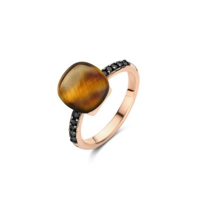Ring Rosegold Reines Tigeraugeschwarze Diamanten