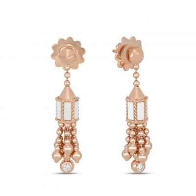 Ohrringe Art Deco Roségold Perlmutt, Diamant 