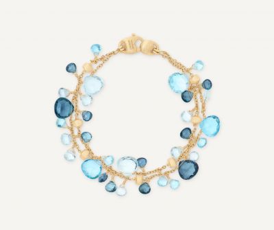 Zweireihiges Armband aus Gelbgold mit Topas-Mix