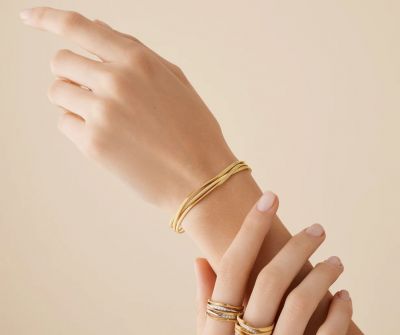 Dreireihiges Armband aus Gelbgold mit 18 Karat