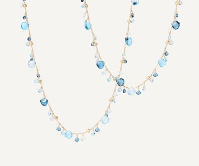 Lange Halskette aus Gelbgold mit Topas-Mix