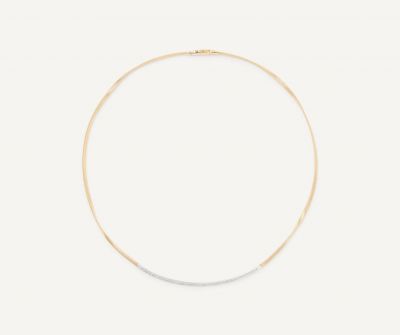 Halskette aus Gelbgold mit 18 Karat mit Diamant-Baguette