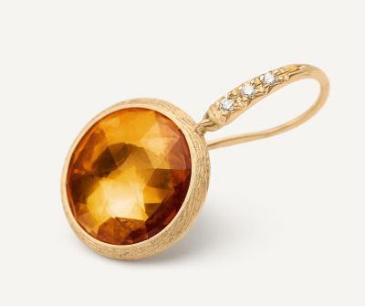 Hakenohrring aus Gold mit Citrine Quartz und Diamanten