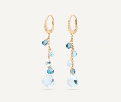 Einreihige Ohrringe mit Diamanten und Topas-Mix