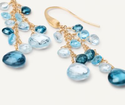 Ohrringe aus Gelbgold mit Topas-Mix