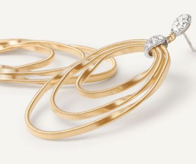 Hängeohrring mit konzentrischen Ovalen und Diamanten