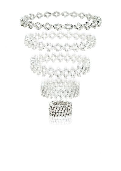 Ring-Armband 5 Reihen 18kt WG mit Diamanten halbausgefasst