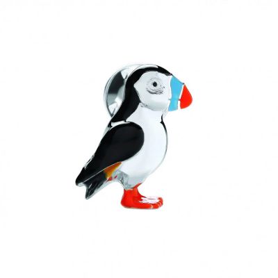 Sterling Silver Email Puffin Lapel Pin